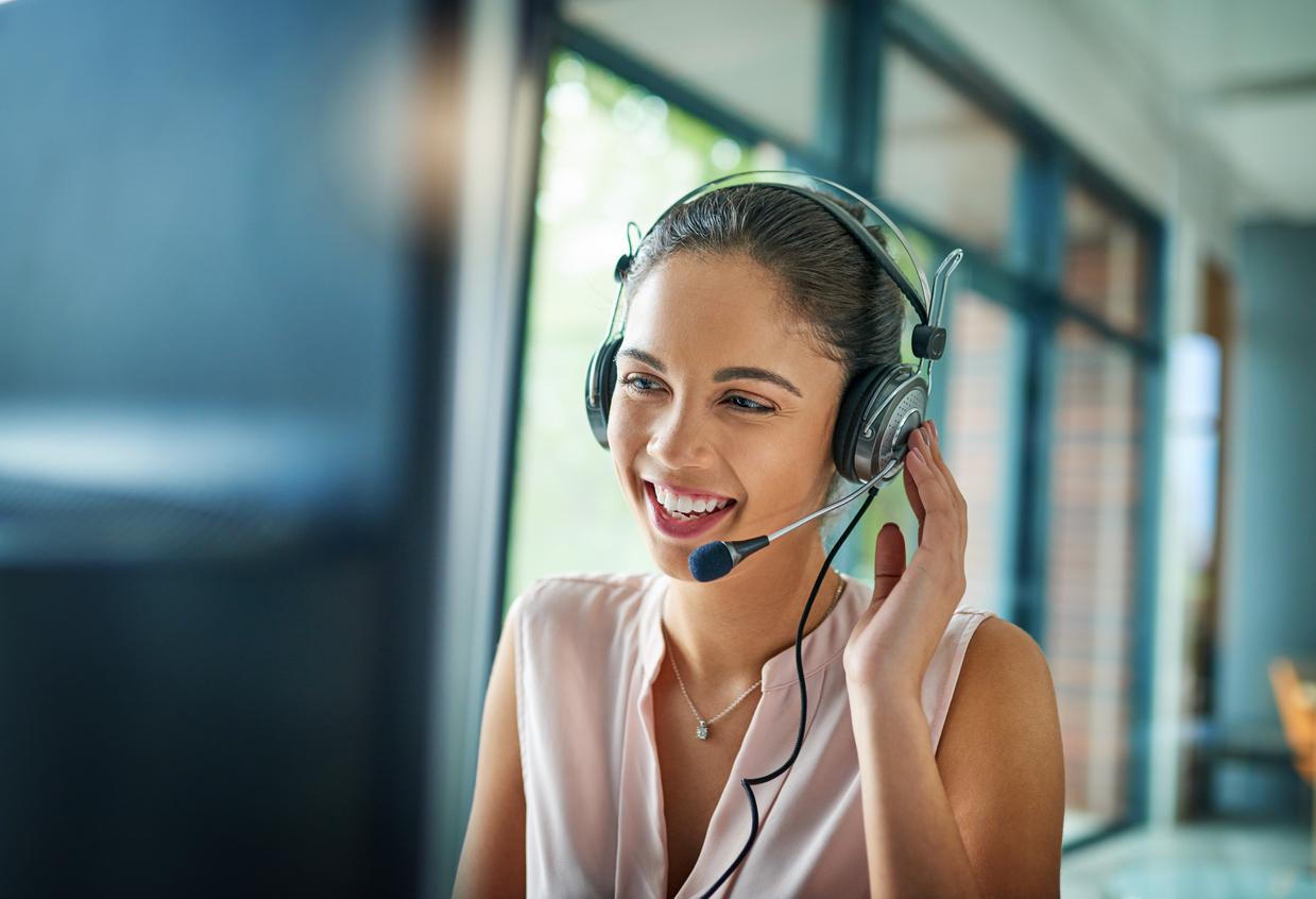 Customer office talking on the phone