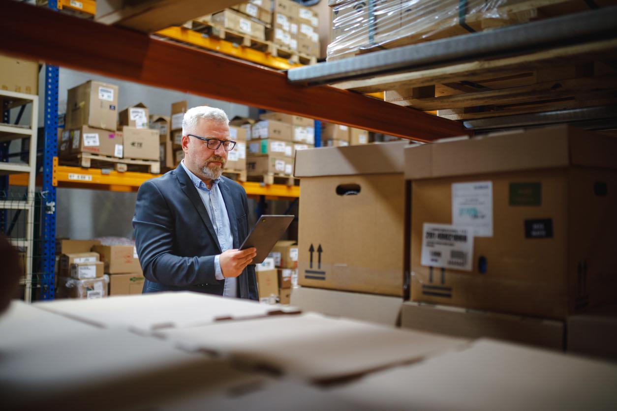 Man checking stock