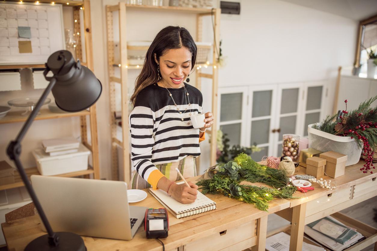 Woman packing boxes