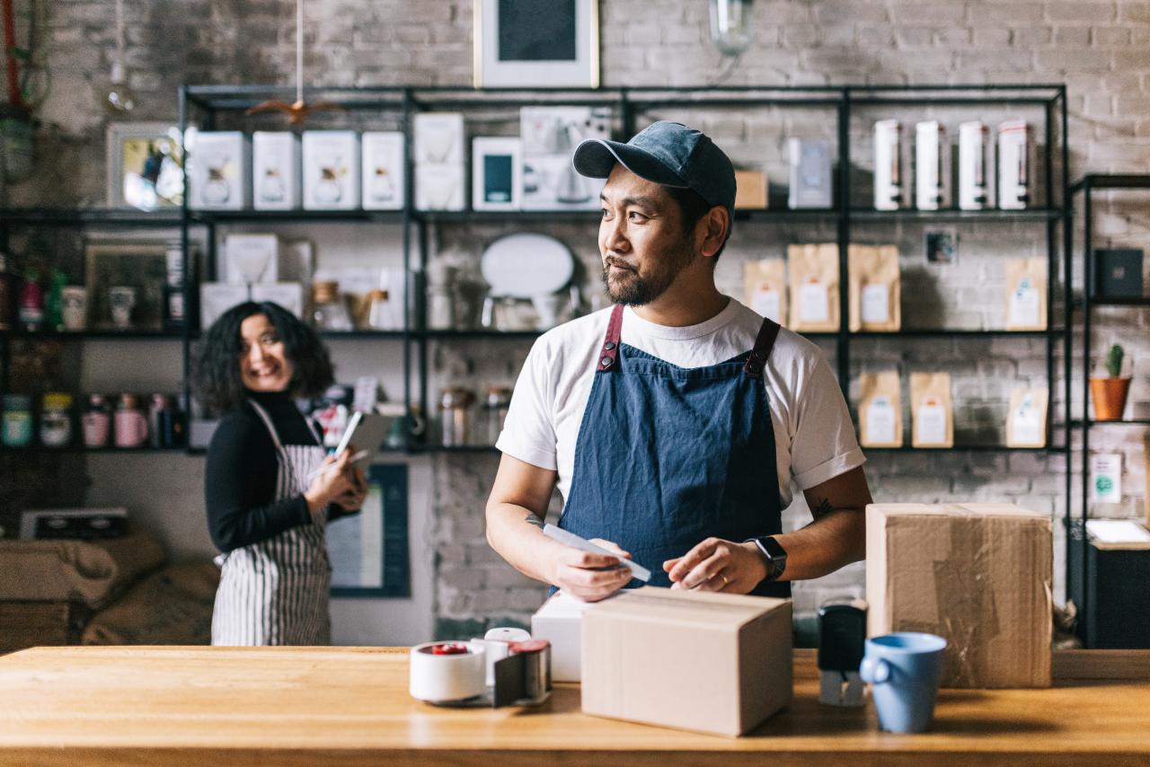 Man and woman in cafe